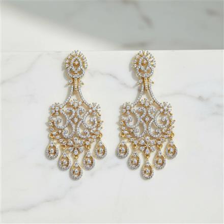 Cz Classic Earring With Rhodium 2 Tone Plating
