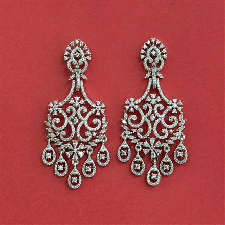 Cz Classic Earring With Rhodium 2 Tone Plating