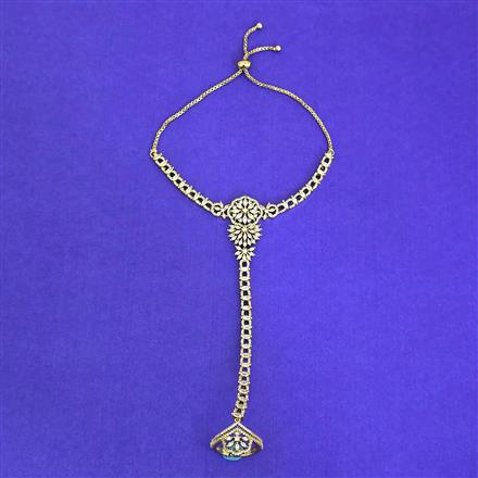 Cz Classic Hath Pan With Mehndi 2 Tone Rhodium Plating