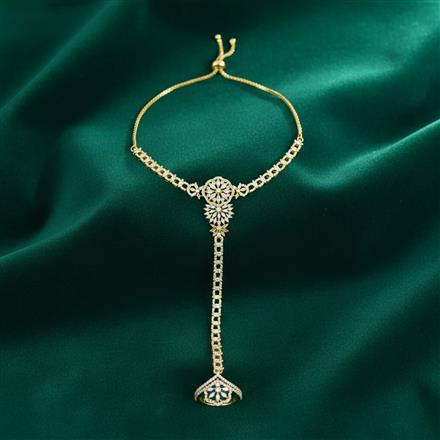 Cz Classic Hath Pan With Mehndi 2 Tone Rhodium Plating