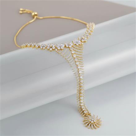 Cz Classic Hath Pan With Mehndi 2 Tone Rhodium Plating