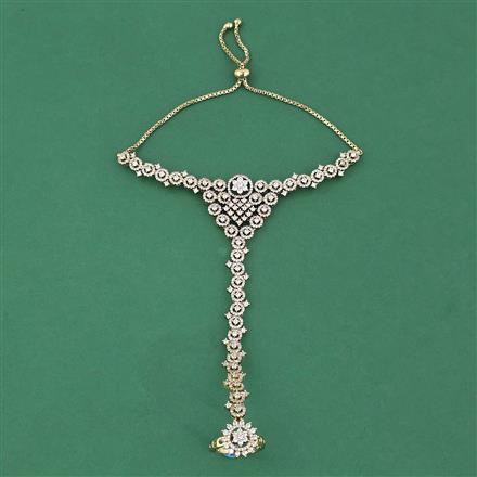 Cz Classic Hath Pan With Mehndi 2 Tone Rhodium Plating