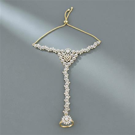 Cz Classic Hath Pan With Mehndi 2 Tone Rhodium Plating