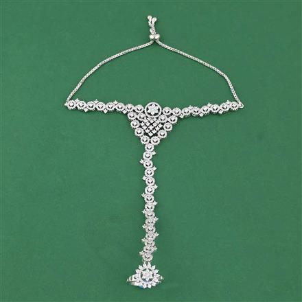 Cz Classic Hath Pan With Mehndi 2 Tone Rhodium Plating