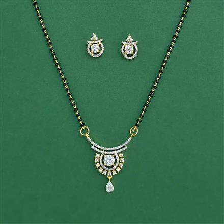 Cz Classic Mangalsutra With 2 Tone Rhodium Plating