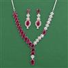 Cz Classic Necklace Set With Rhodium Plating