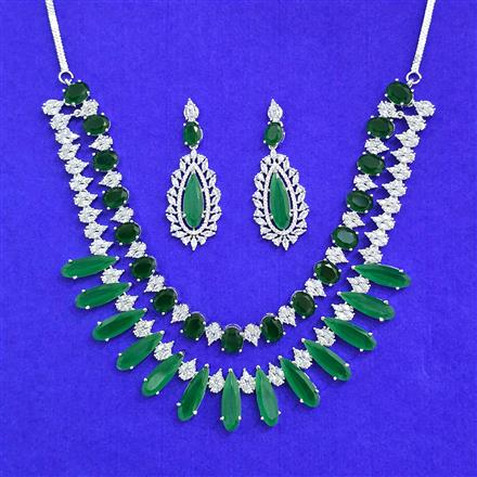 Cz Classic Necklace Set With Rhodium Plating