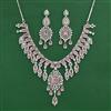 Cz Classic Necklace Set With Rhodium Plating
