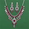 Cz Classic Necklace Set With Rhodium Plating