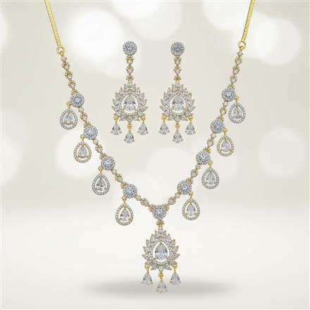 Cubic Zirconia Classic Necklace Set With 2 Tone Plating