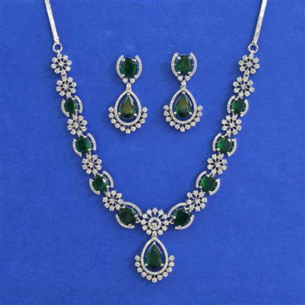 American Diamond Classic Necklace with Rhodium Plating