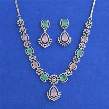 American Diamond Classic Necklace with Rhodium Plating