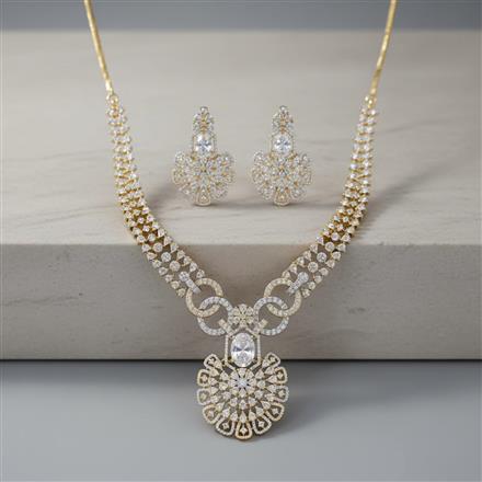 Cz Classic Necklace Set With 2 Tone Plating