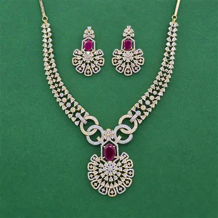 Cz Classic Necklace Set With 2 Tone Plating