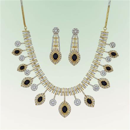 Cubic Zirconia Classic Necklace Set With 2 Tone Plating