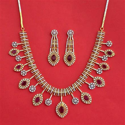 Cubic Zirconia Classic Necklace Set With 2 Tone Plating