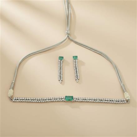 Cz Classic Necklace Set With Rhodium Plating