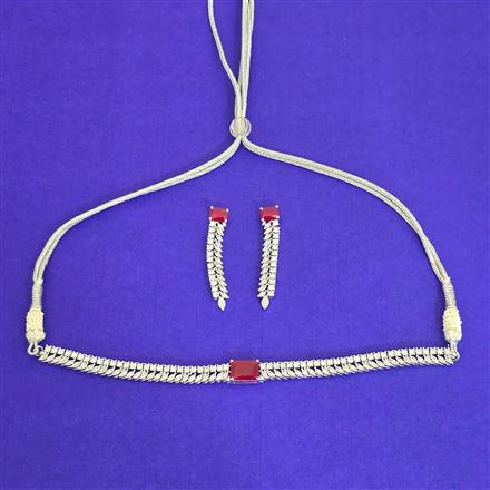 Cz Classic Necklace Set With Rhodium Plating