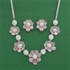 Cz Classic Necklace Set With Rhodium Plating