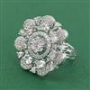 Cz Classic Ring With Mehndi 2 Tone Rhodium Plating