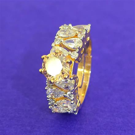 Cz Adjustable Ring With 2 Tone Plating