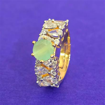 Cz Adjustable Ring With 2 Tone Plating