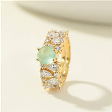 Cz Adjustable Ring With 2 Tone Plating