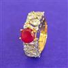 Cz Adjustable Ring With 2 Tone Plating