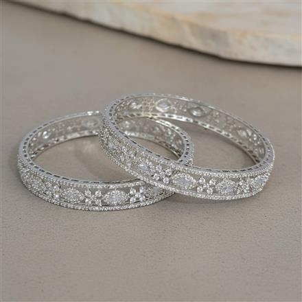 Cz Classic Bangles With Rhodium Plating