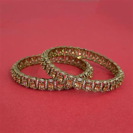 Cz Classic Bangles With Mehndi Plating