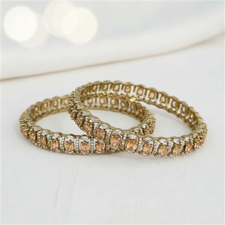 Cz Classic Bangles With Mehndi Plating