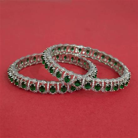 Cz Classic Bangles With Rhodium Plating