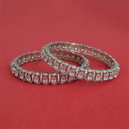 Cz Classic Bangles With Rhodium Plating