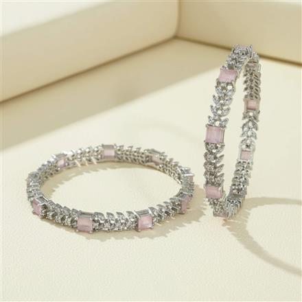 Cz Classic Bangles With Rhodium Plating