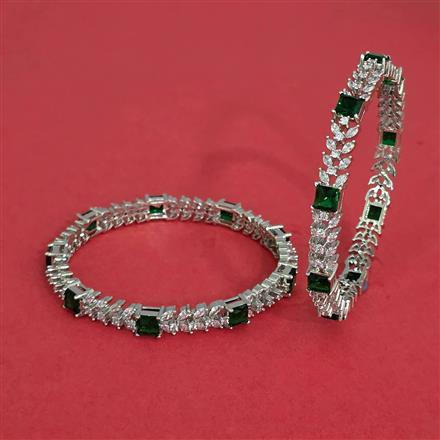 Cz Classic Bangles With Rhodium Plating