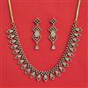 Cubic Zirconia Classic Necklace Set With Mehndi 2 Tone Rhodium Plating