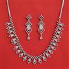 Cubic Zirconia Classic Necklace Set With Mehndi 2 Tone Rhodium Plating
