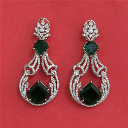 Cz Classic Earring With Rhodium Plating