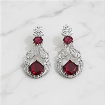 Cz Classic Earring With Rhodium Plating