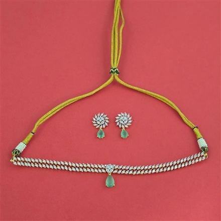 Cubic Zirconia Delicate Necklace Set With 2 Tone Plating