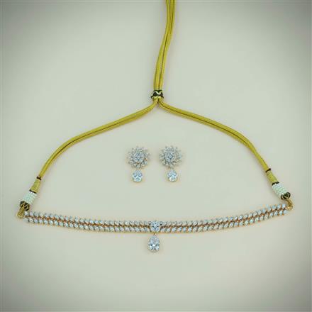 Cubic Zirconia Delicate Necklace Set With 2 Tone Plating