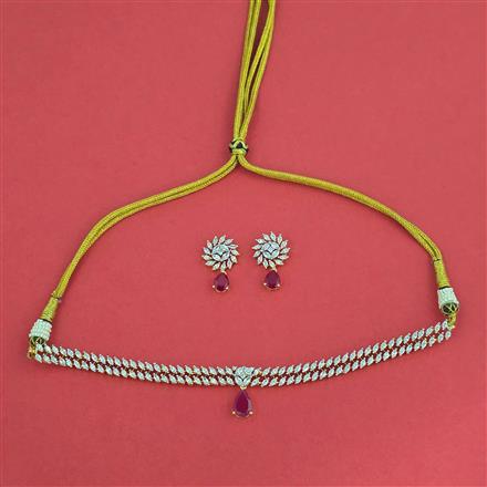 Cubic Zirconia Delicate Necklace Set With 2 Tone Plating
