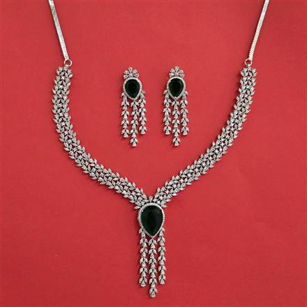 Cubic Zirconia Classic Necklace Set With Rhodium Plating