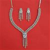Cubic Zirconia Classic Necklace Set With Rhodium Plating