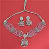 Cubic Zirconia Choker Necklace Set With Rhodium Plating
