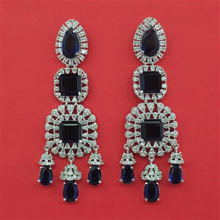 Cubic Zirconia Long Earring With Rhodium Plating