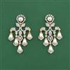 Cz Classic Earring With Mehndi 2 Tone Rhodium Plating