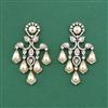 Cz Classic Earring With Mehndi 2 Tone Rhodium Plating