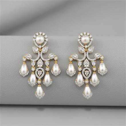 Cz Classic Earring With Mehndi 2 Tone Rhodium Plating