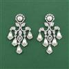 Cz Classic Earring With Mehndi 2 Tone Rhodium Plating